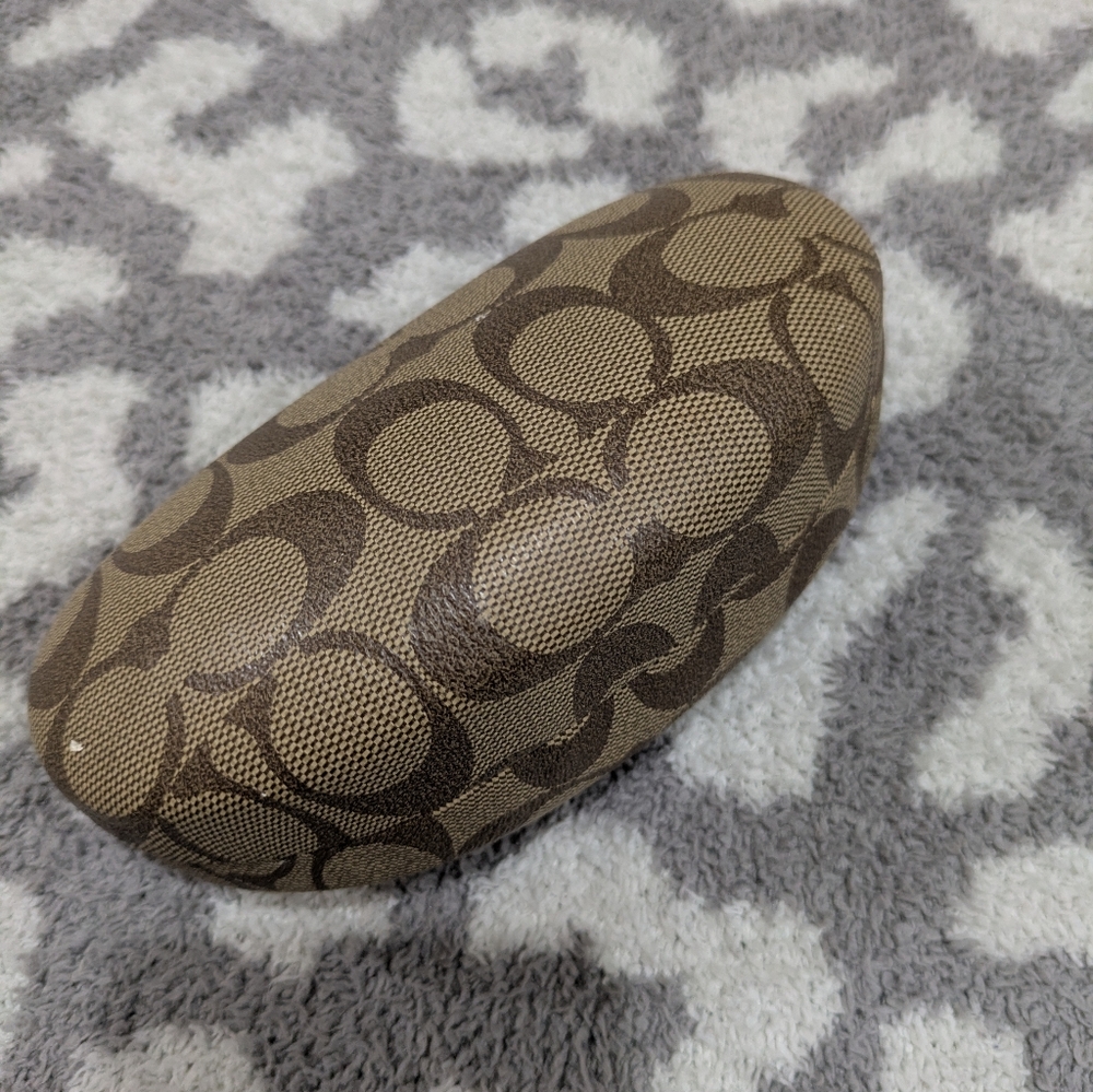 Coach Tan and Brown Patterned Eyeglass Case